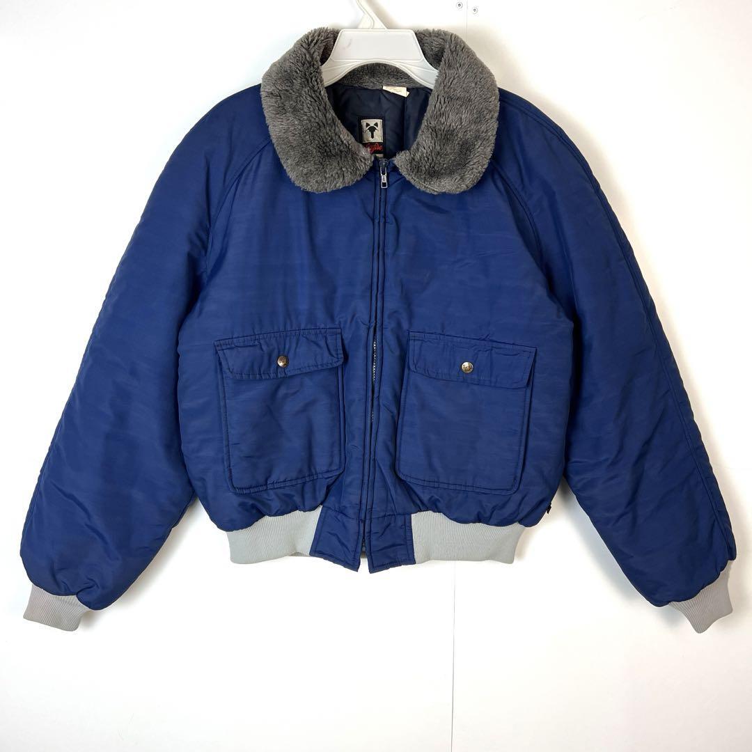 USA製foxfireボア襟ナイロンジャケット中綿ジャケットヴィンテージネイビー拍卖