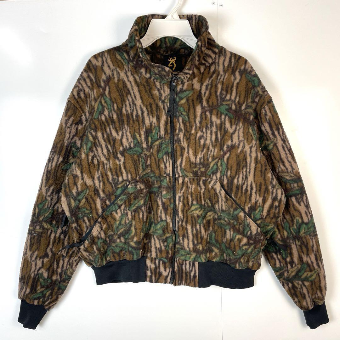 USA製ブローニングBrowningフリースジャケットハンティング迷彩柄カモ拍卖