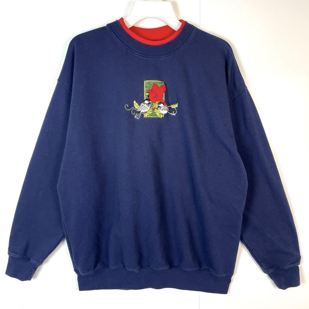 M/C Sportswearダブルネックスウェットトレーナーアニマル刺繍レトロ鳥拍卖