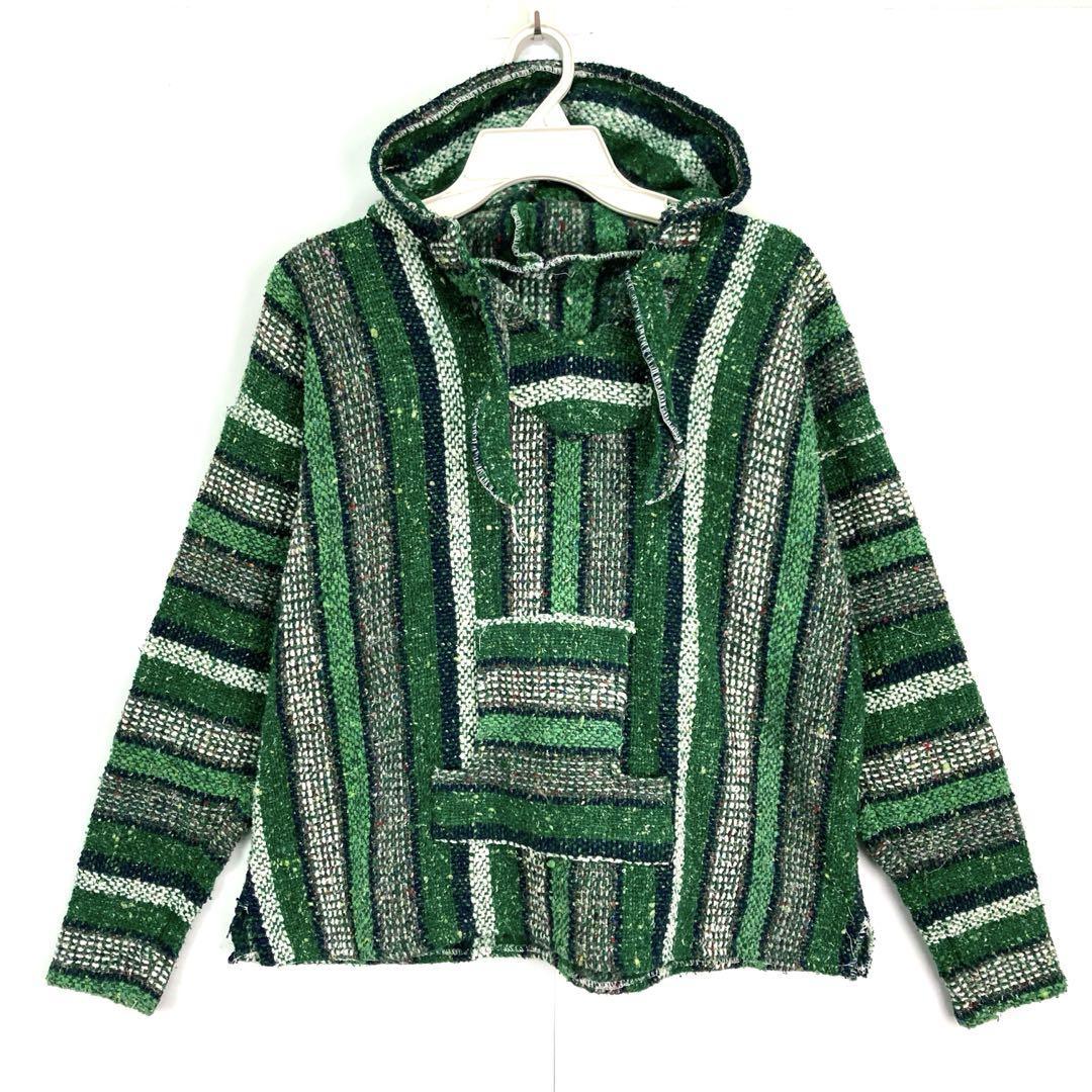 ヴィンテージメキシカンパーカーBAJAバハフーディメキパ緑グリーンブランケット拍卖
