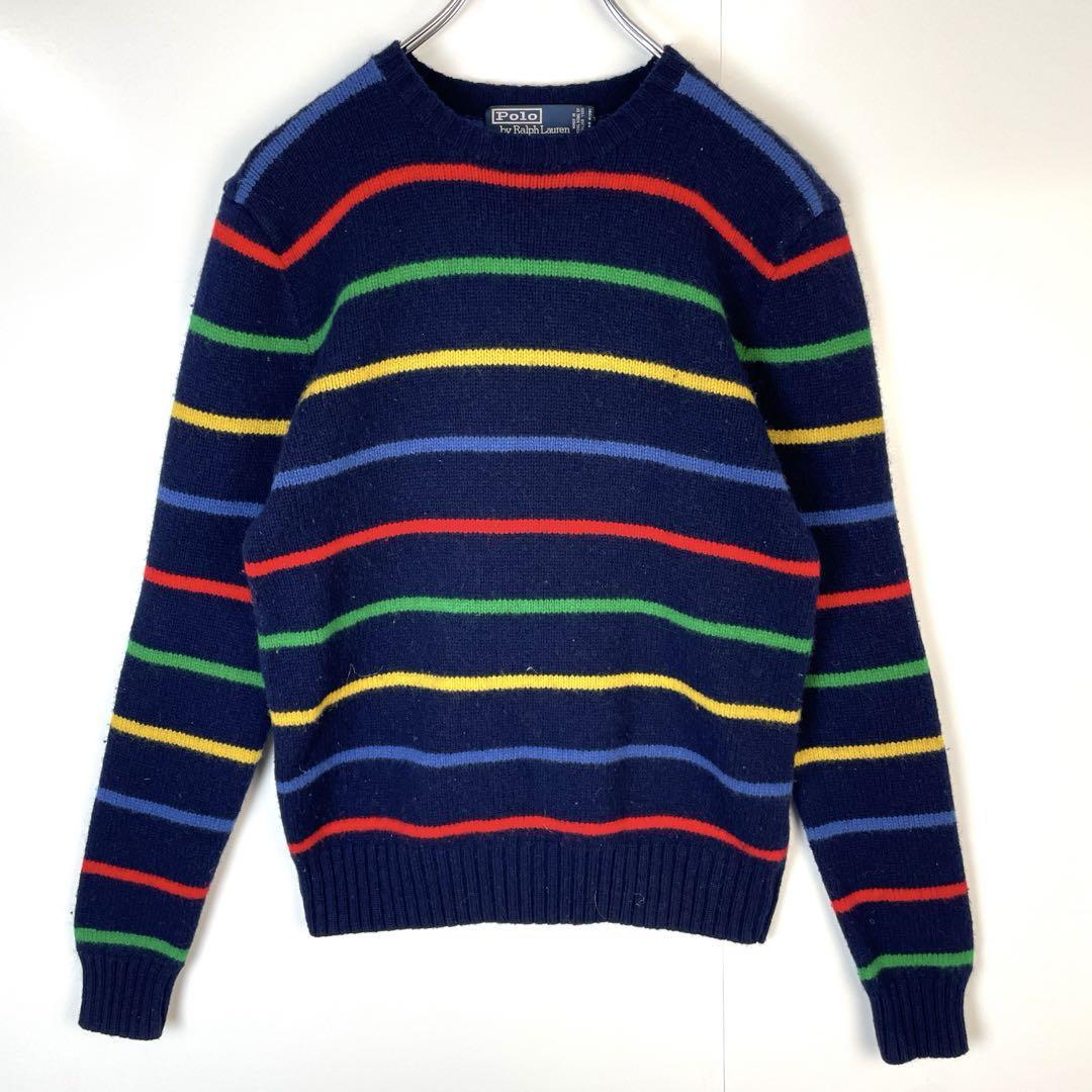 ラルフローレンPolobyRalphLaurenラムウールニットセーターボーダー拍卖