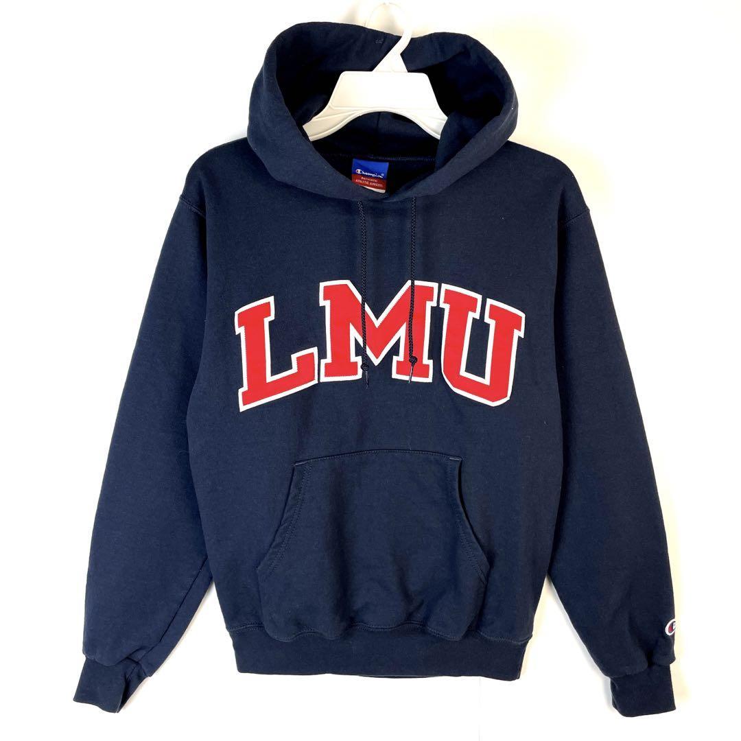 チャンピオンChampionプルオーバーパーカーフーディカレッジワッペンネイビー拍卖