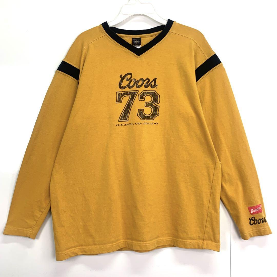 FURTHEROUTロンTスウェットVネックイエローCoorsクアーズビールビア拍卖