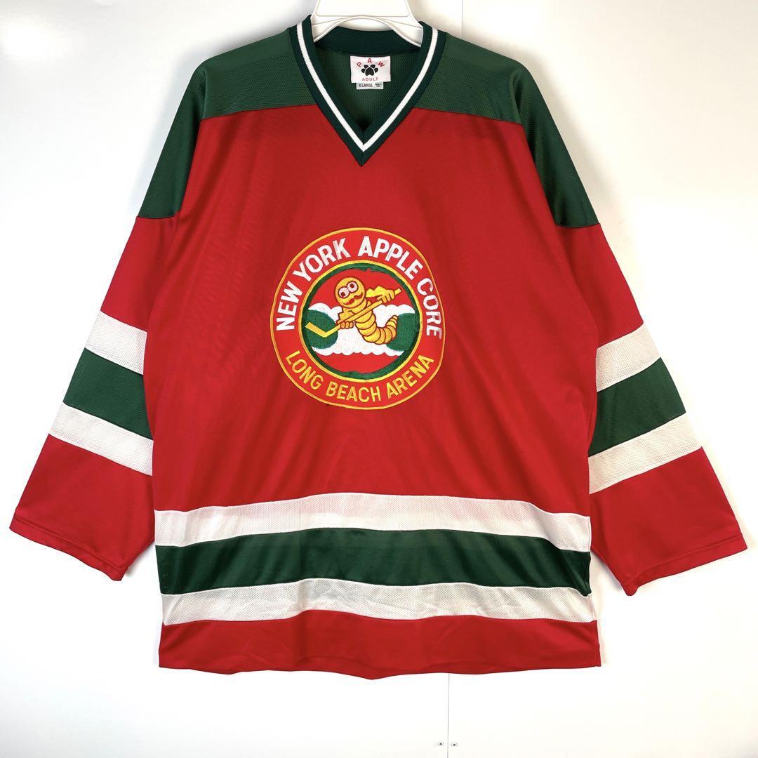 USA製PAWアイスホッケーシャツゲームシャツワッペンユニフォームリンゴイモムシ拍卖