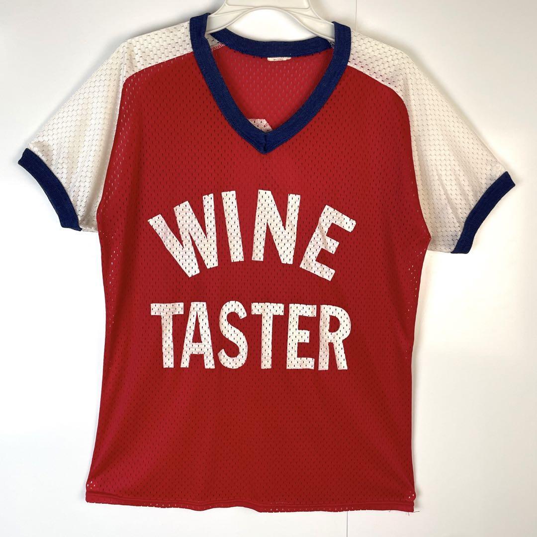 ヴィンテージ半袖ゲームシャツVネックTシャツナンバリングWINE TASTER拍卖