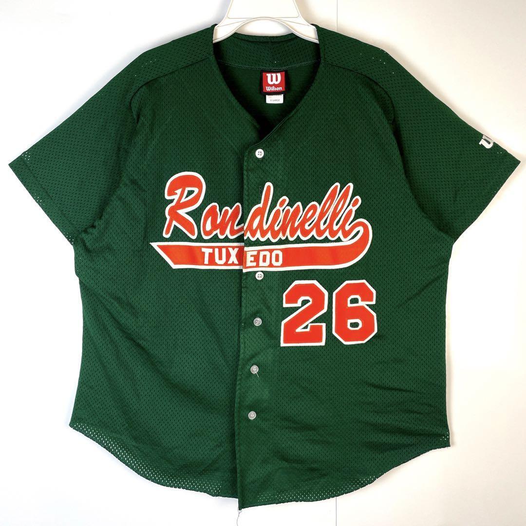USA製Wilsonウィルソンベースボールシャツゲームシャツワッペンナンバリング拍卖