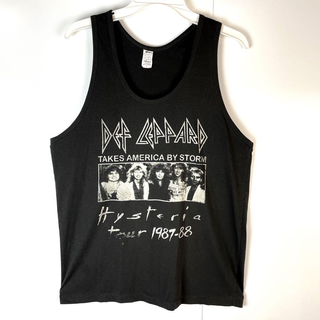 Def Leppardデフ・レパードタンクトップバンドTシャツバンTブラック拍卖