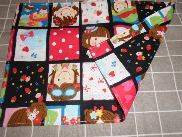 No.24 裏付ランチョンマット ハンドメイド 25x35 ガールズ 黒色 女の子拍卖