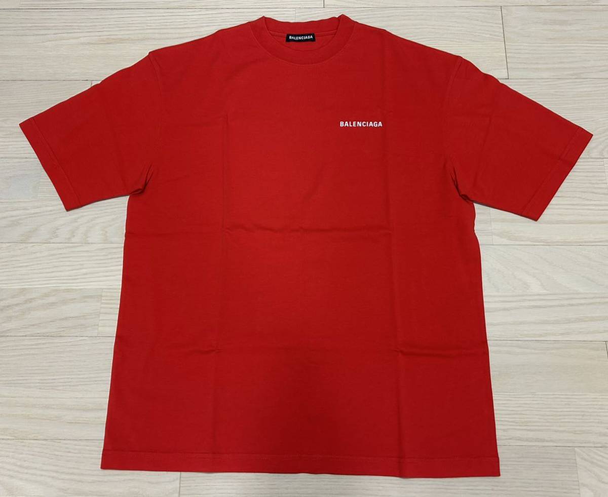 新品☆BALENCIAGA☆ロゴTシャツ 赤 RED メンズ XSサイズ 綿 コットン100% 半袖 バレンシアガ トップス 未使用拍卖
