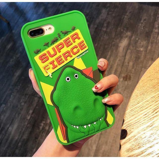 iPhoneケース 恐竜 立体3D 耐衝撃 高品質シリコン グリーン拍卖