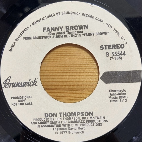 DON THOMPSON FANNY BROWN 45's 7インチ拍卖