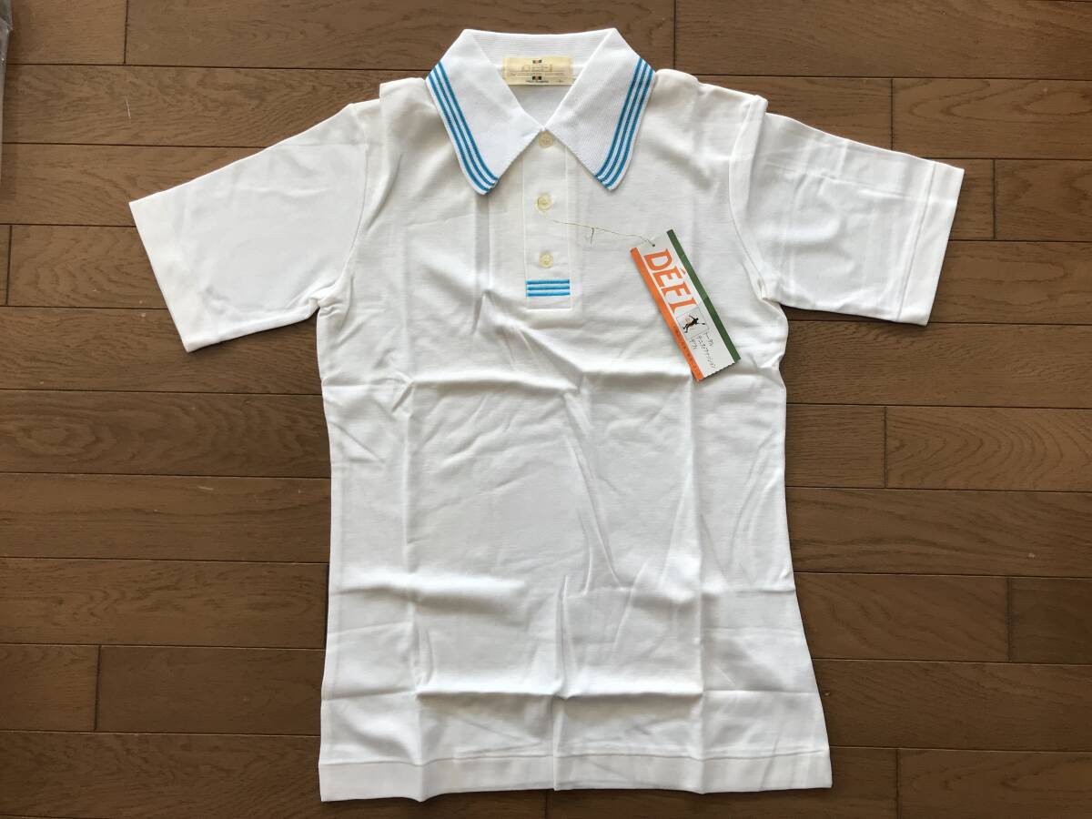 当時物 未使用 デッドストック DEFI 河崎ラケット 半袖ポロシャツ 襟付き テニス 品番:KDA-023 サイズ:S  HF1278拍卖