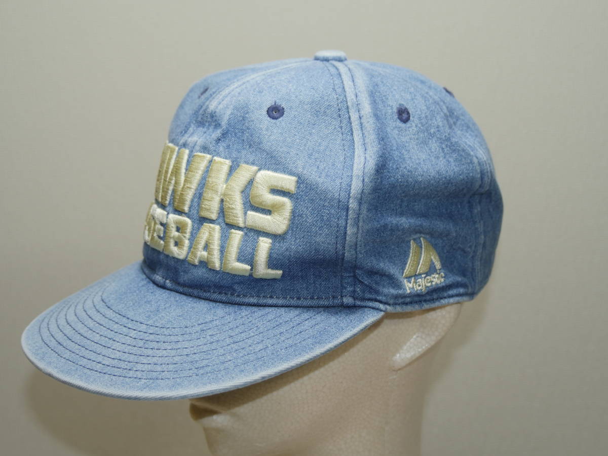 Majestic HAWKS BASEBALL ソフトバンクホークス キャップ JM13-BLU25-SBH-0302拍卖