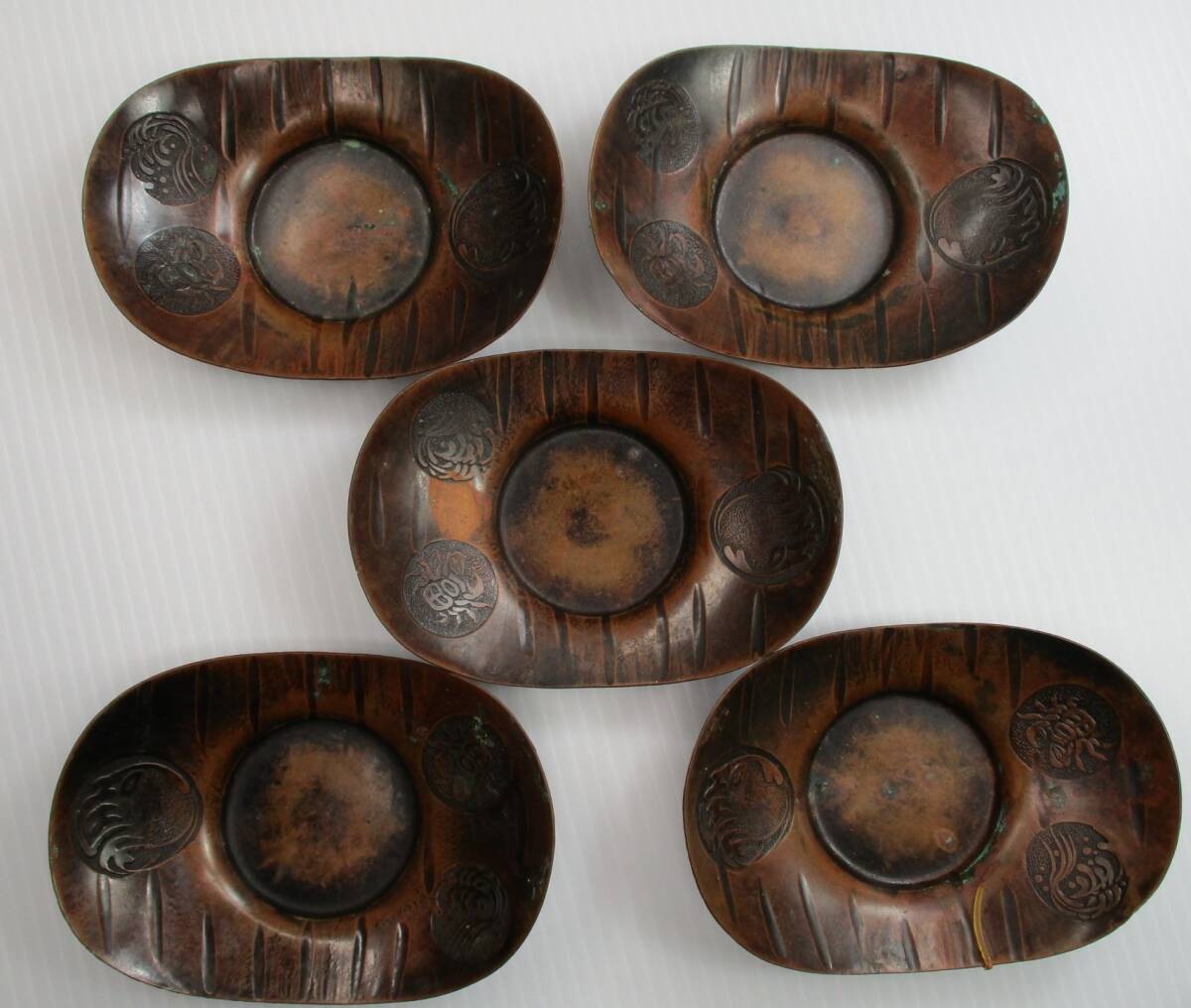 S-524 茶托 煎茶道具 松華堂 5枚セット 「福」 「寿」 吉祥柄 拍卖