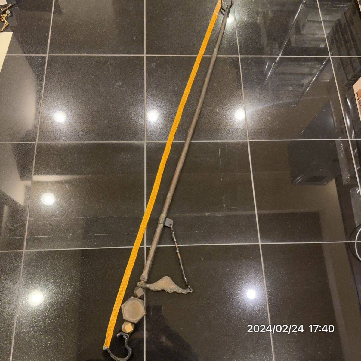 長さ約150cm 年代物 鉄製 自在鉤 古民家 古道具 暖炉 囲炉裏 炉端 鉄瓶 富士 山拍卖