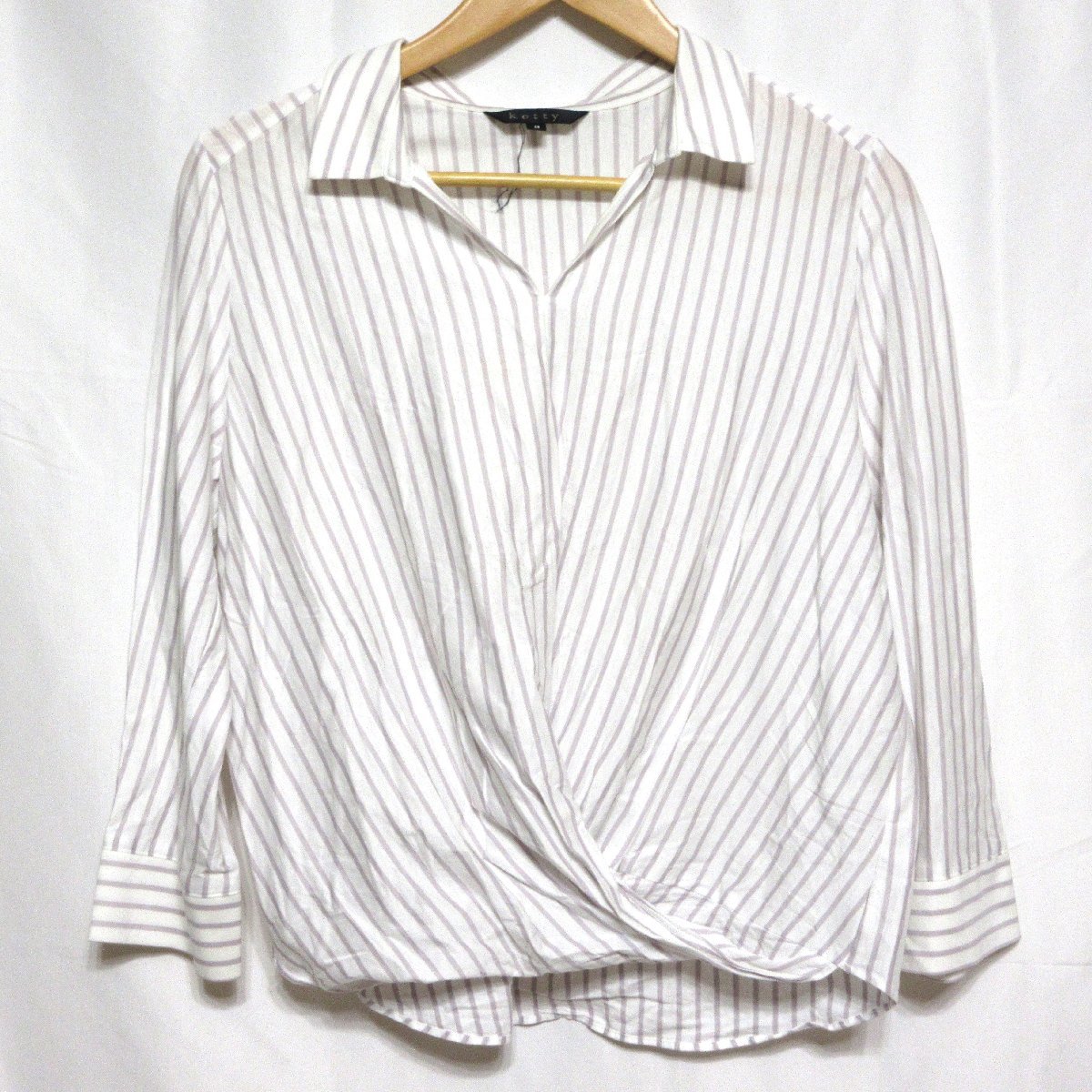 ◆ketty ストライプ 長袖シャツ(ホワイト) サイズ3◆USED拍卖