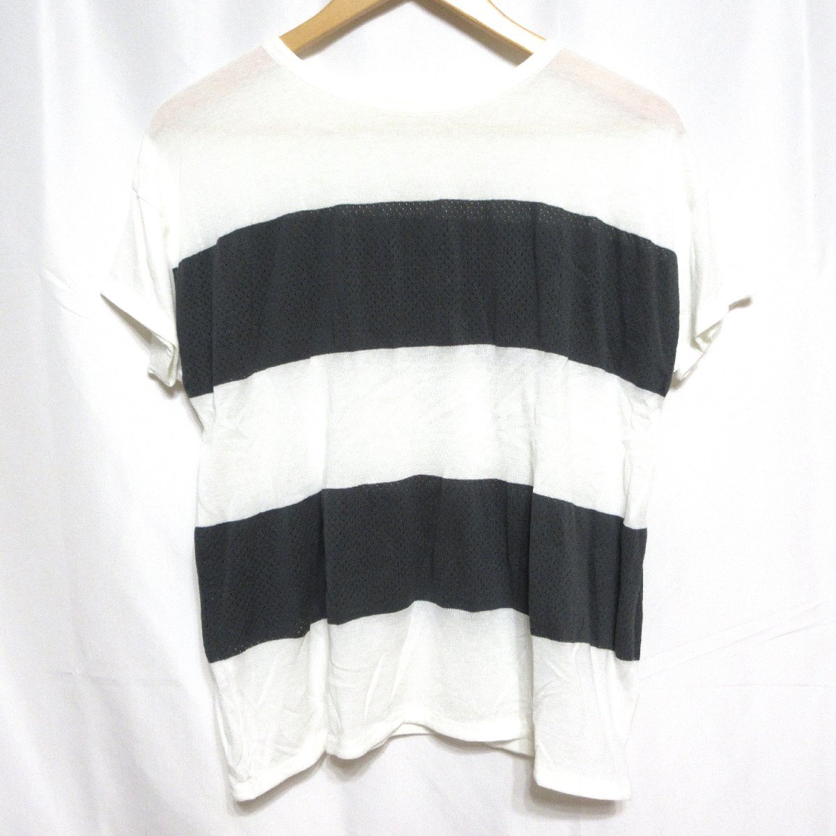 ◆I.T.'S.international ボーダー メッシュ 半袖 Tシャツ サイズF(ホワイト)◆USED拍卖