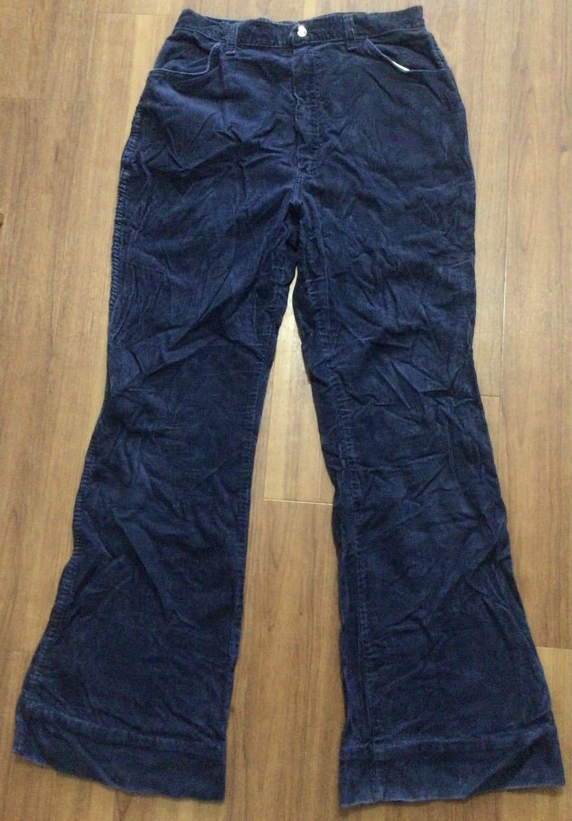 USA製70’s★ビンテージ Wrangler コーデュロイパンツ 16サイズ★ラングラー ブーツカット タロンジップ ネイビー カウボーイ ウェスタン系拍卖