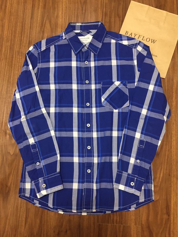 ★極美品★BAYFLOW★ベイフロー★チェックシャツ★ブルー★カリフォルニア★サーフ拍卖