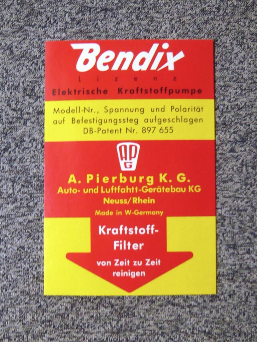ポルシェ BENDIX FUELPUMP デカール(新品)拍卖