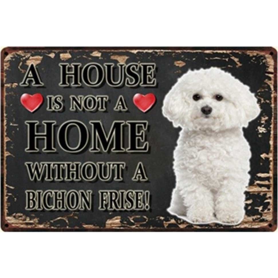 A3368 メタル サイン ブリキ 看板 金属 製 プレート アート パネル 店 注意 警告 動物 ペット 犬 ビション フリーゼ【3141拍卖