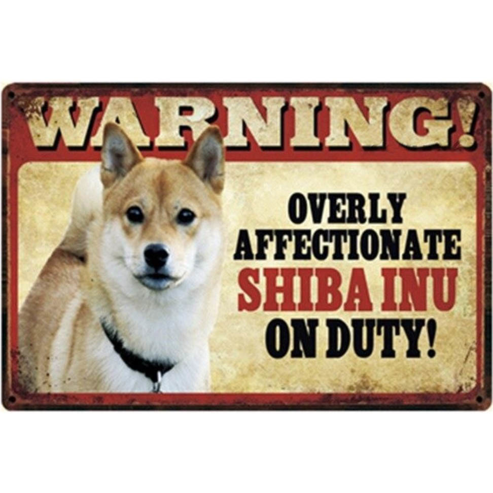A807 メタル サイン 金属 製 ブリキ 看板 プレート パネル 注意 警告 危険 防犯 動物 ペット 犬 番犬 猛犬 柴 犬【3183】拍卖