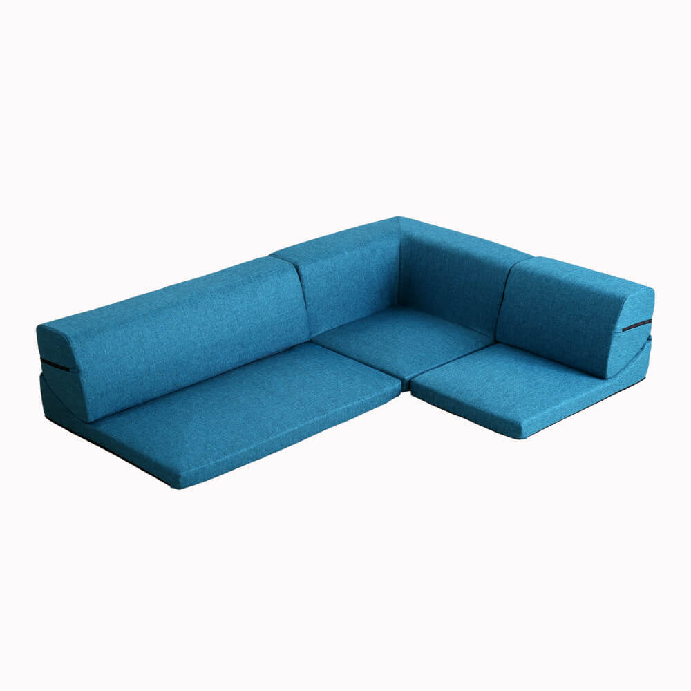 コーナーフロアソファ ロータイプ ファブリック 3人掛け(5色)組み替え自由|Linaria-リナリア- SH-07-LNR-TB ターコイズブルー拍卖