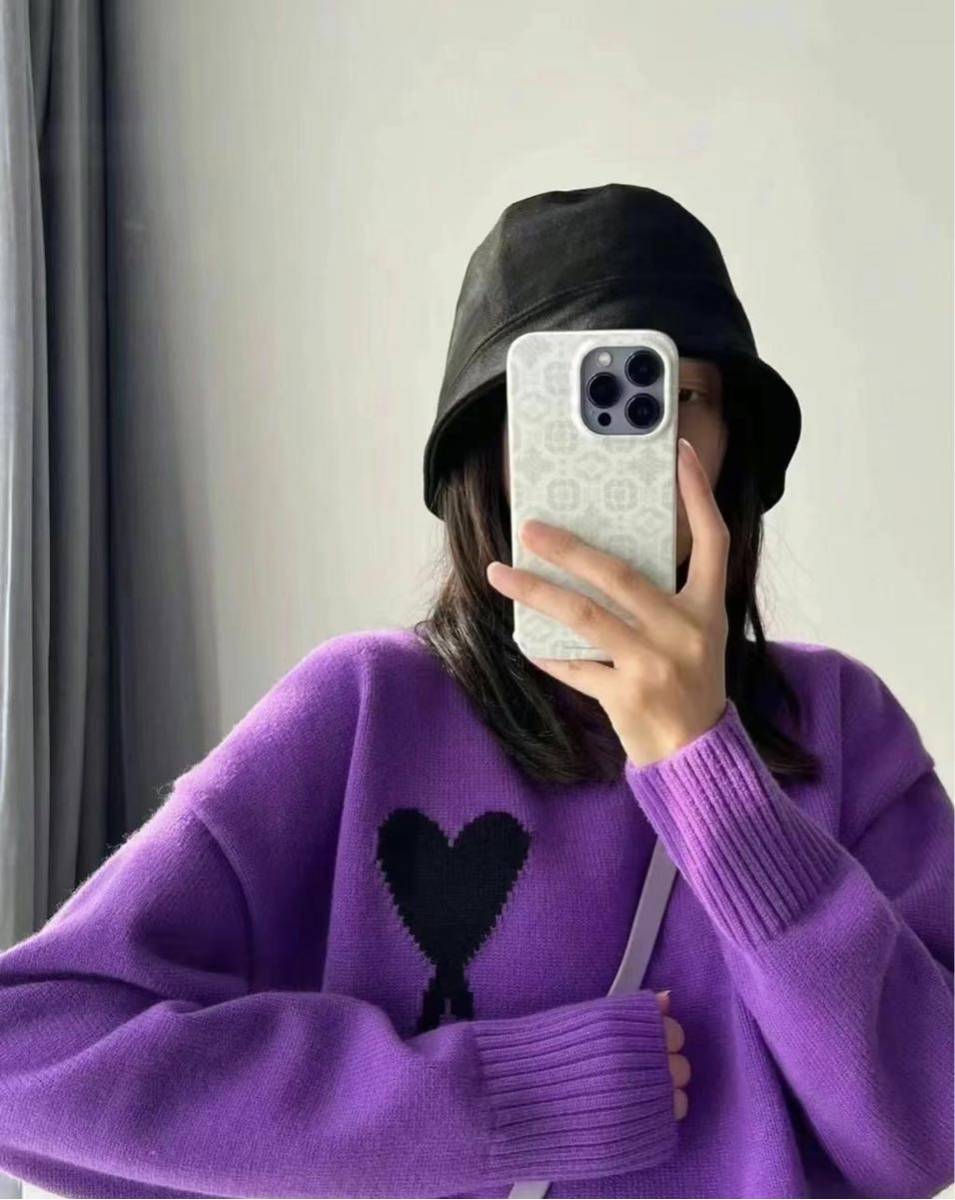 【新品+レア】Ami Paris ハート ワンポイント ウール セーター ユニセックス オーバーサイズ拍卖