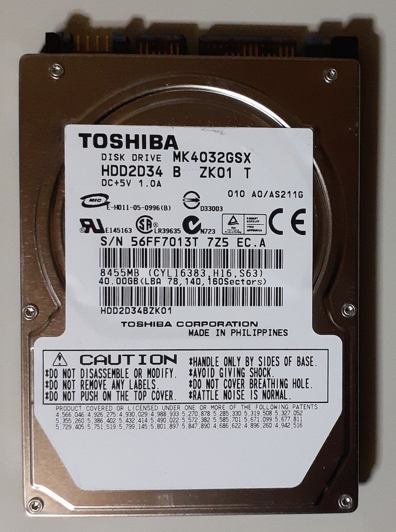 4247 2.5インチ 内蔵SATAハードディスク 40GB 9.5mm 東芝 MK4032GSX Mac/Win 使用5349時間 正常拍卖