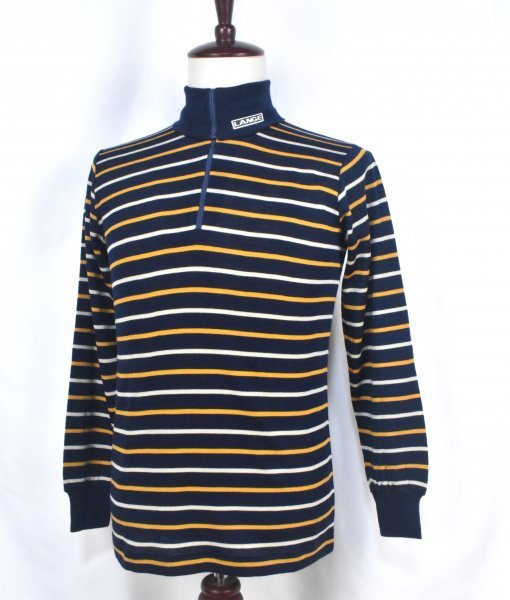 90s古着 LANGE ビンテージ ハーフジップ ウール混 ニット カットソー sizeS相当 ボーダー インナー セーター スキー スノボ 90年代拍卖