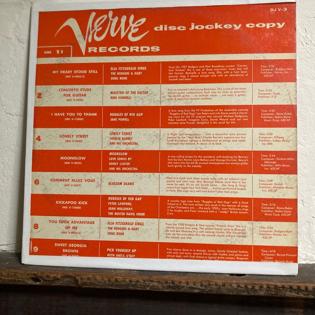 VERVE RECORDS / disc jockey copy拍卖