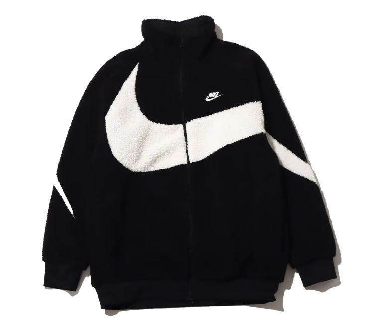 2XL●ナイキ NIKE NSW ビッグスウッシュ リバーシブル ボアジャケット 黒 白 ロゴ BQ6546-011 もこもこ ジャケット ビッグスウォッシュ拍卖