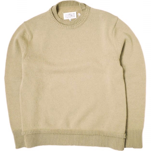 MAISON MARGIELA 4 14 メゾンマルジェラ 22AW Elbow Patch Sweater 5G エルボーパッチクルーネックニット SI1GP0001 S18064 S BEIGE g15625拍卖