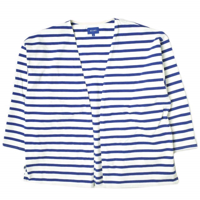 BEAMS ビームス 22SS カットオフカーディガン 11-03-0140-458 S WHITE/BLUE ボーダー トップス g15520拍卖