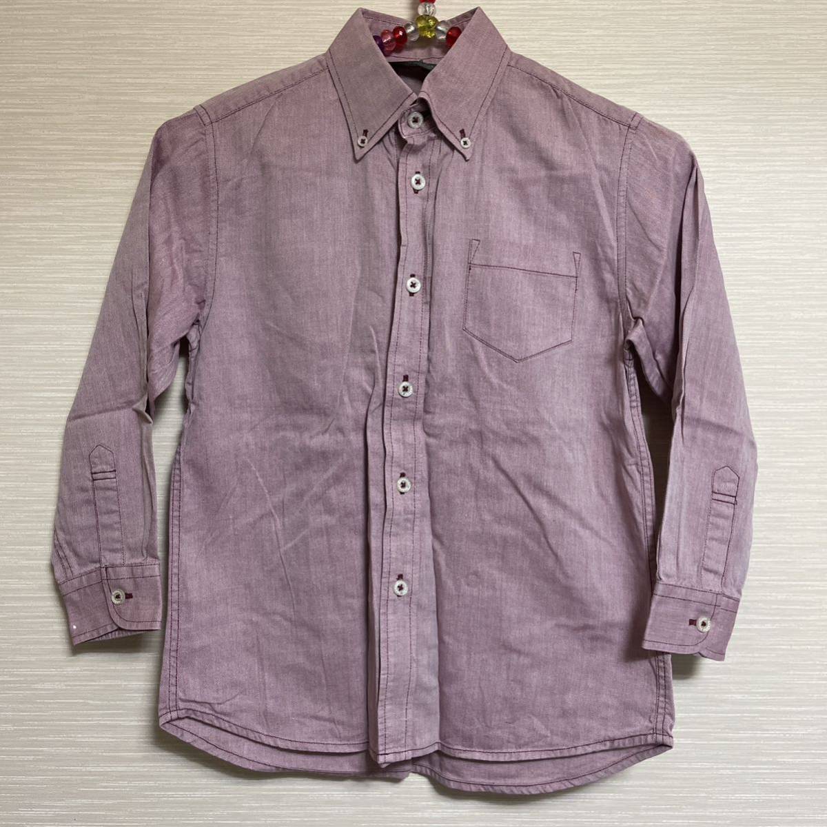 【送料無料】130 hiromichi nakano ヒロミチナカノ 長袖シャツ 卒園式 入学式 結婚式 ワイン ピンク系 赤紫拍卖