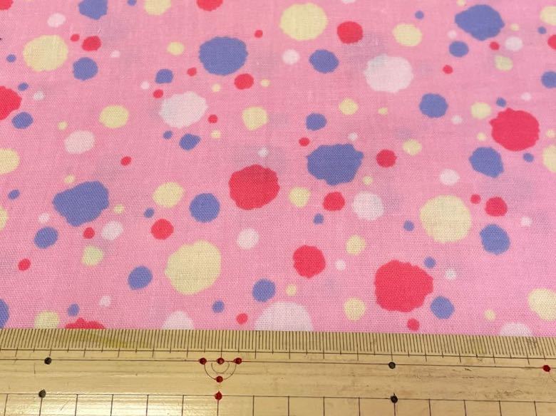 ★56☆ 手描き風ドット柄 インク飛ばし柄 ダブルガーゼ生地 ピンク拍卖