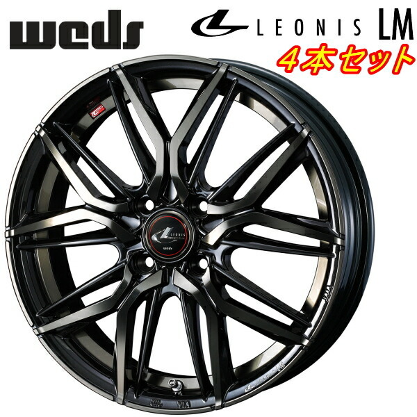 Weds LEONIS LM ホイール4本 パールブラック/ミラーカット/チタントップ 5.5-15インチ 4穴/PCD100 インセット+43拍卖