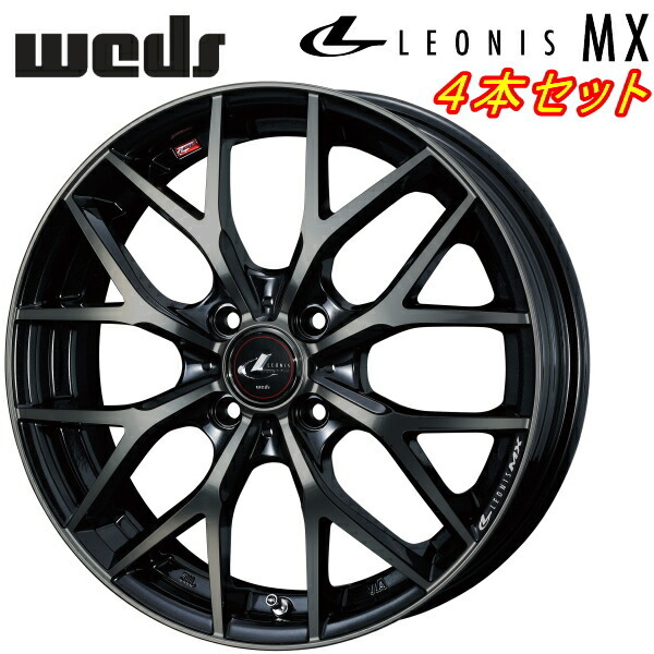 Weds LEONIS MX ホイール4本 パールブラック/ミラーカット/チタントップ 4.5-15インチ 4穴/PCD100 インセット+45拍卖
