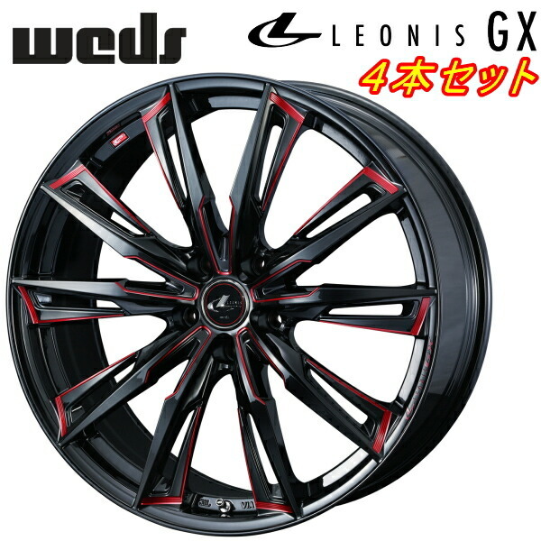 Weds LEONIS GX ホイール4本 ブラック/SCマシニング(レッド) 7.0-17インチ 5穴/PCD114.3 インセット+47拍卖