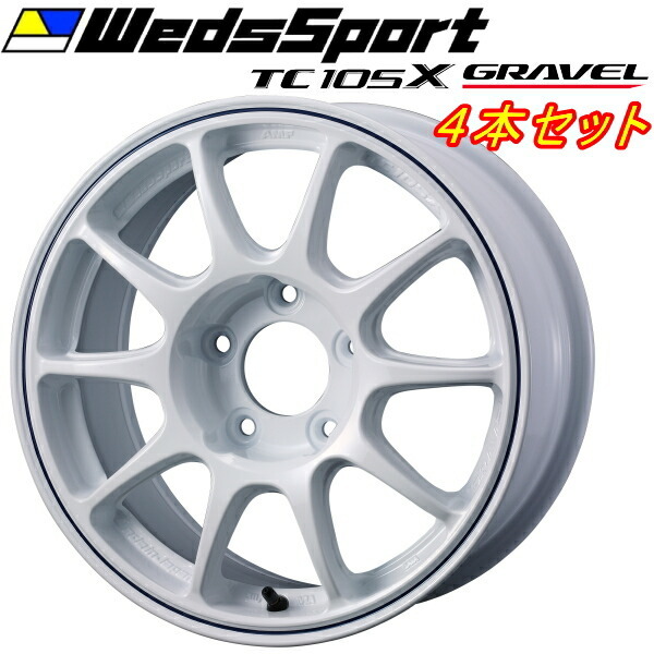WedsSport TC105X GRAVEL ホイール4本 ホワイト+ブルーライン 6.5-15インチ 5穴/PCD100 インセット+35拍卖
