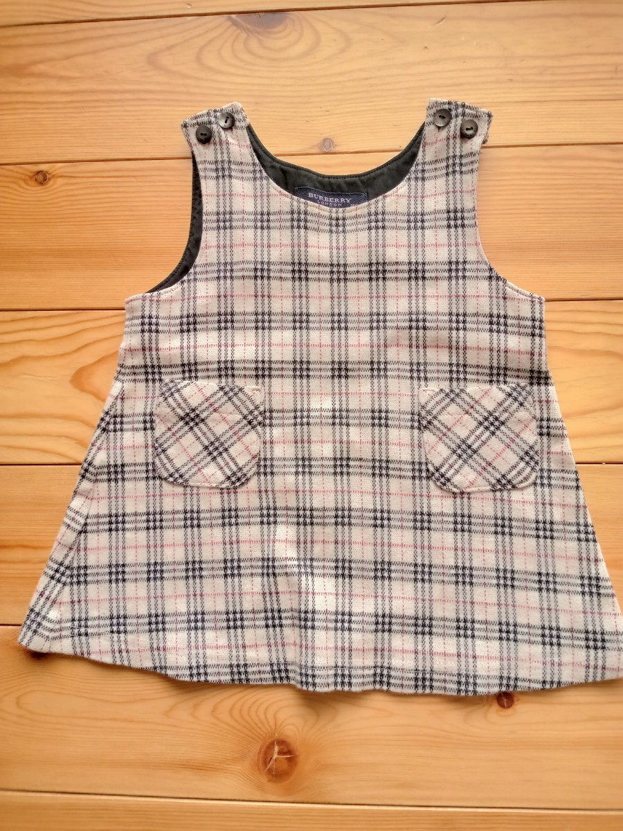 美品難★バーバリーロンドン【80cm】ノバチェック柄ワンピース/ジャンパースカート★定番フォーマルスーツジャンスカ拍卖