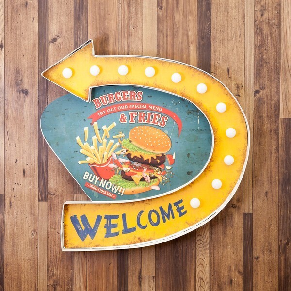アメリカン雑貨 LED 照明 バーガー フィッシュ 壁掛 飾り インテリア アメリカンクラシック 雑貨 お店 什器 ディスプレイ拍卖