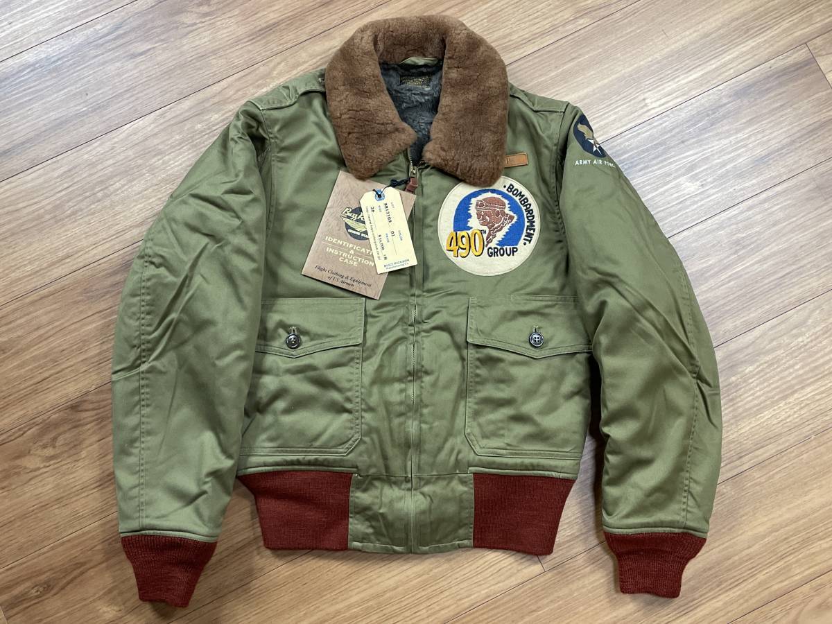 未使用品 BUZZ RICKSON'S バズリクソンズ BR13102 SUPERIOR TOGS CO. INC. 実名復刻 Type B-10 490th Bombardment Group 赤リブ サイズ36拍卖