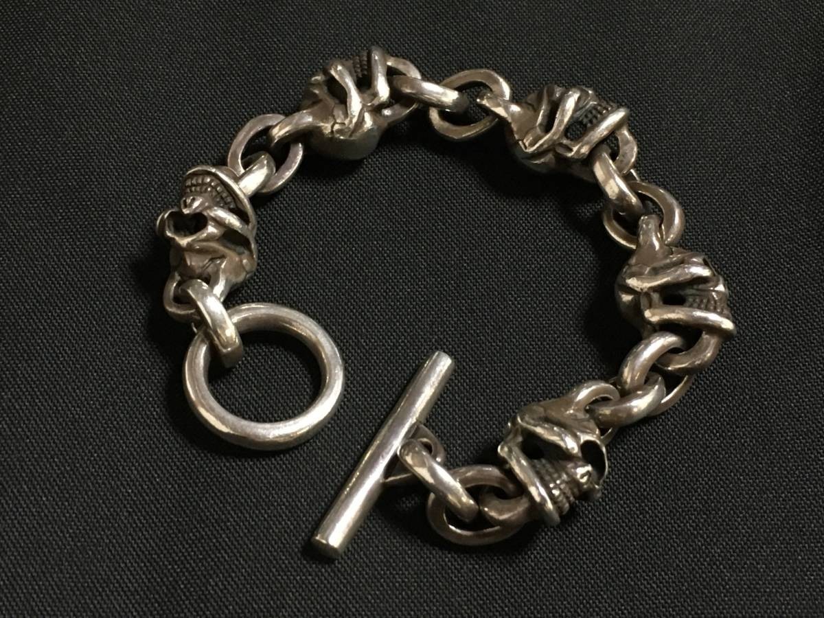 STOP LIGHT ストップライト 5スカル ブレスレット シルバー拍卖