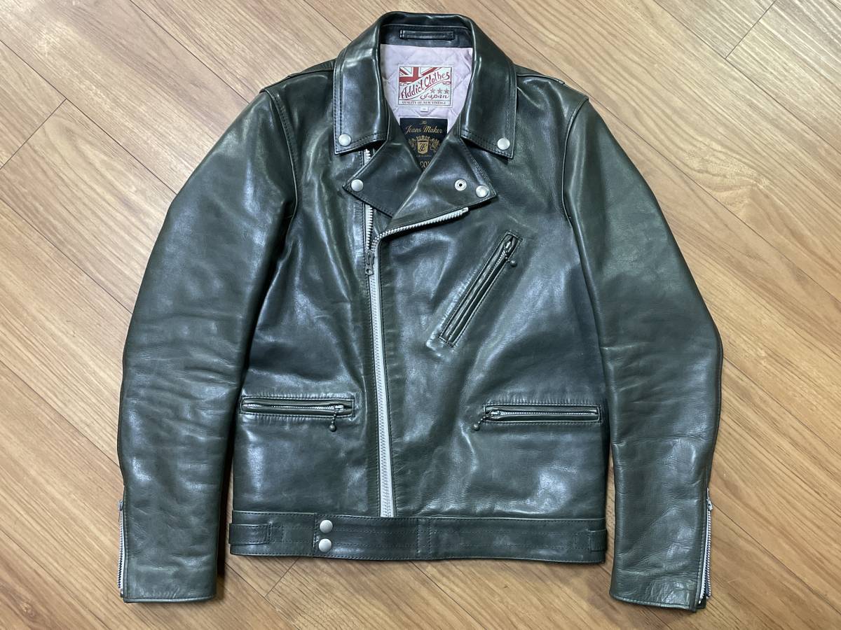 FULLCOUNT × ADDICT CLOTHES フルカウント アディクトクローズ AD-03 BRITISH DOUBLE RIDERS JACKET ライダースジャケット ホース 馬革 36拍卖