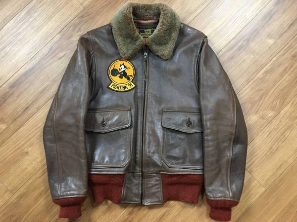 BUZZ RICKSON'S バズリクソンズ AN6552 フライトジャケット 赤リブ FELIX THE CAT フィリックスザキャット サイズ34拍卖