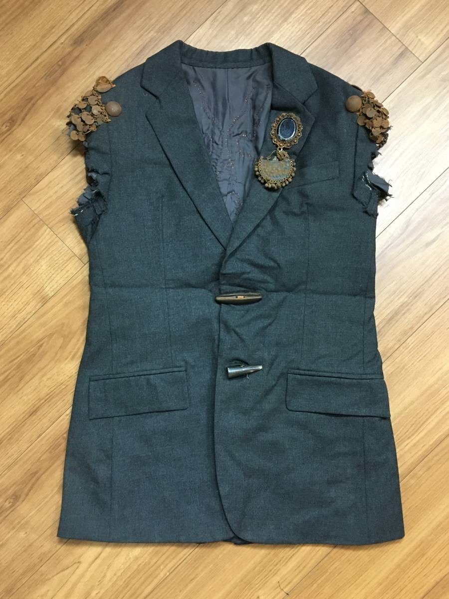 バーニーズ取扱 定価約40万 BLOKE ブローク アンティークパーツ リメイク テーラードジャケット ベスト ビンテージ加工拍卖