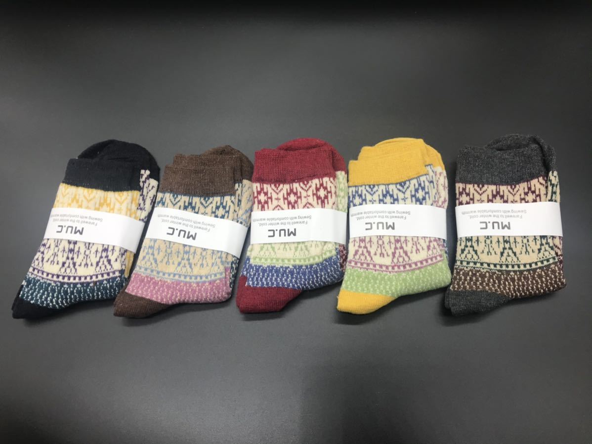 靴下 ソックス 足元コーデを華やかに 北欧デザイン メンズ レディース 綿混素材 5足セット拍卖