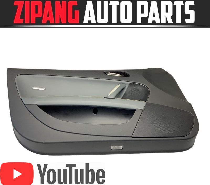 AU119 8J TTSクーペ コンペティション 左フロント ドア トリム/内張り ◆ニンバスグレー/イエローステッチ 【動画有り】○拍卖