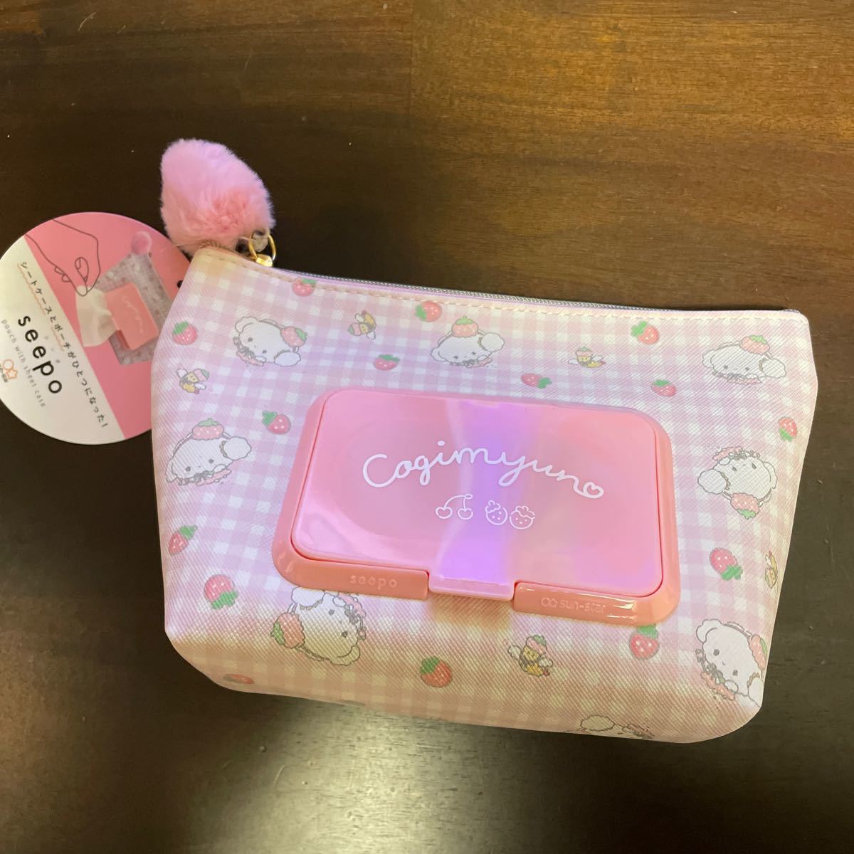 送料無料 新品 seepo こぎみゅん シートケースとポーチがひとつになったシーポ ピンクギンガムチェック 送料込み拍卖
